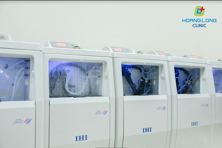 Hệ thống máy khử khuẩn dây soi công nghệ Nhật Bản tại phòng khám đa khoa Hoàng Long