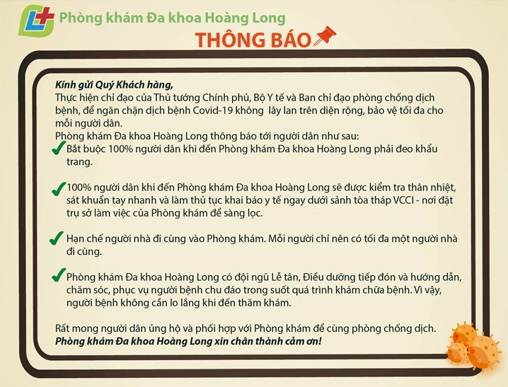 Thông báo của Phòng khám Đa khoa Hoàng Long